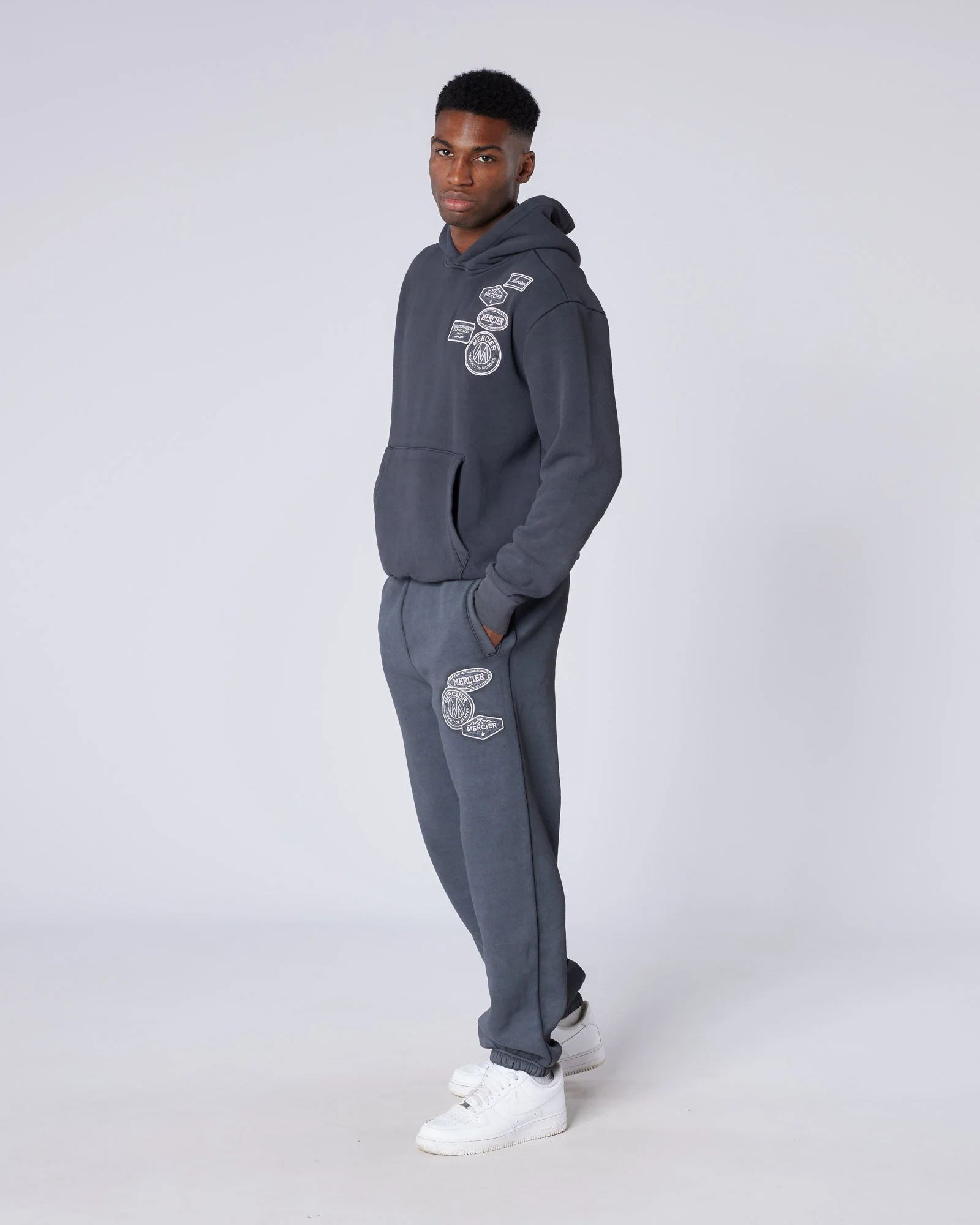 Washed Badge Hoodie Black - Image 5