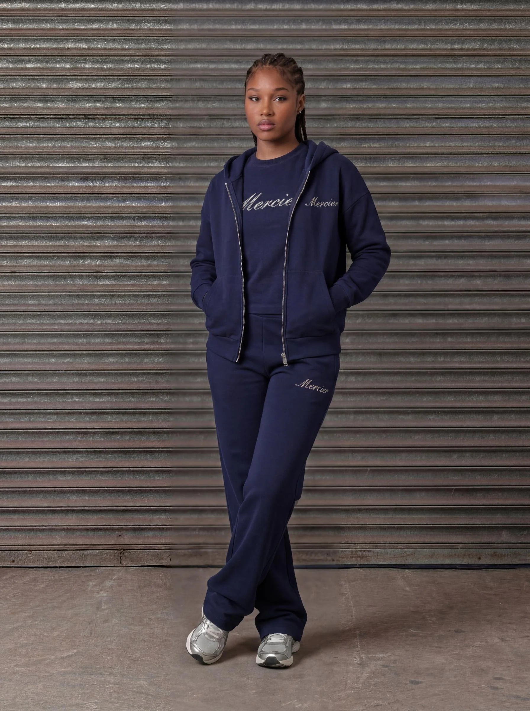 Women's Authenticity Hoodie Navy Silver - Image 4