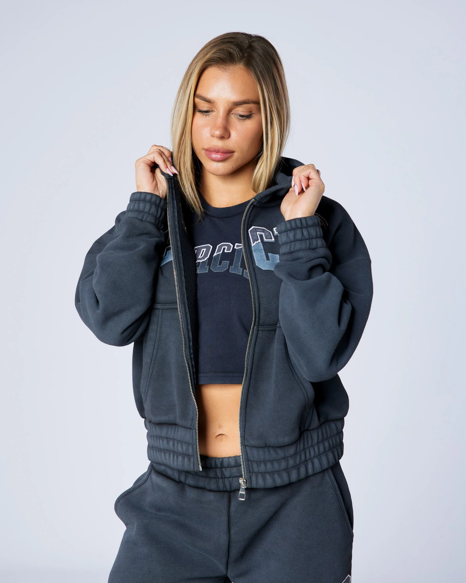 Women's Shatter zip up Washed Black - Image 5