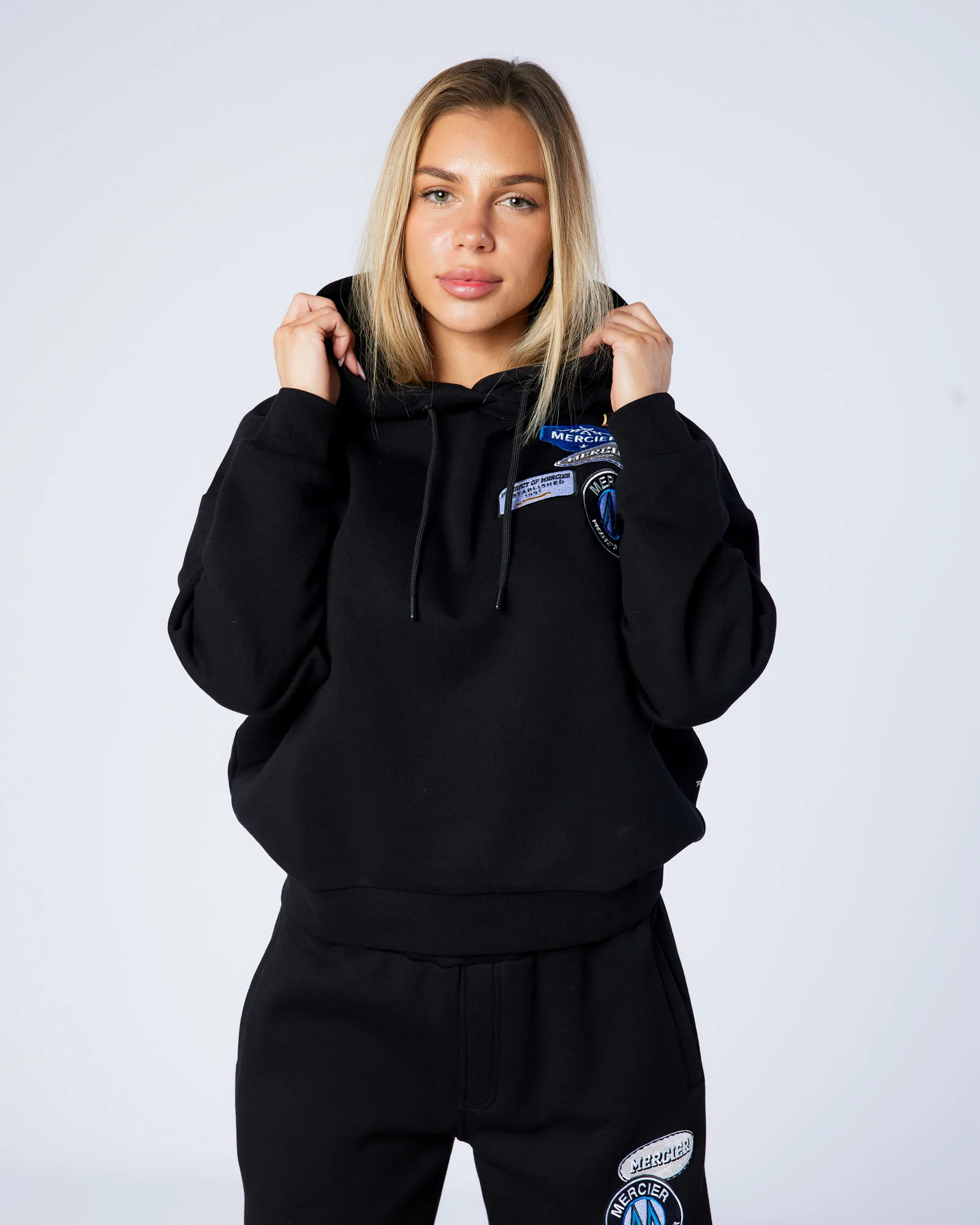 Womens OG Badge Hoodie Black - Image 3